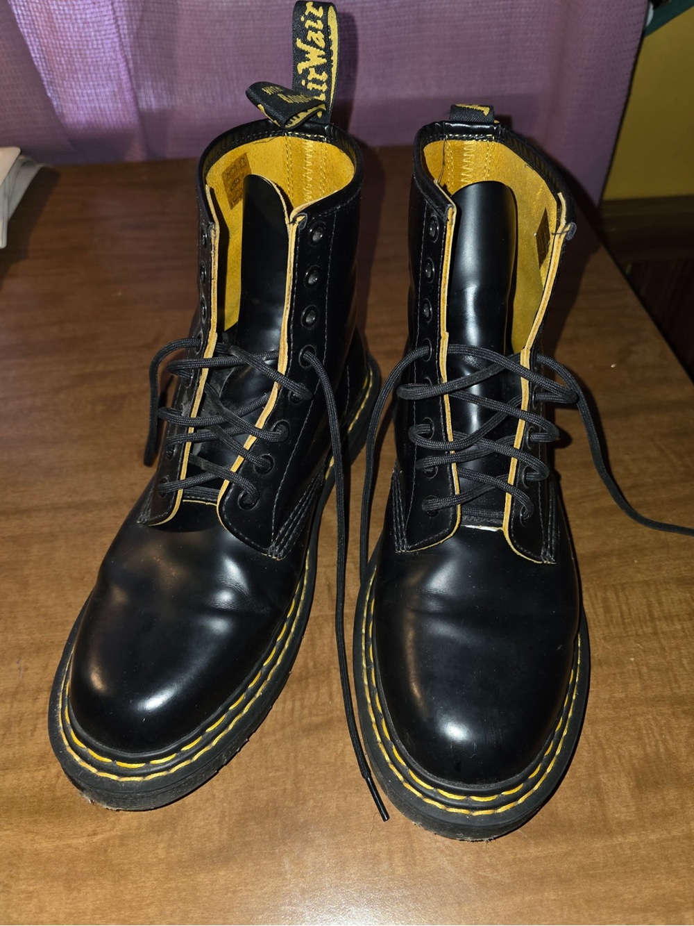 Dr. Martens Black & Yellow Men’s 10 Lace-Up Combat Boots EUC